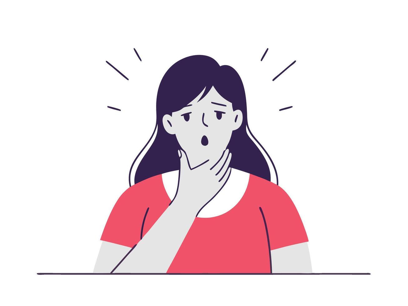 Woman Feeling Ill Throat Pain vector