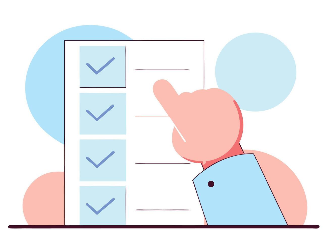 Person Completing Checklist with Finger Pointing vector