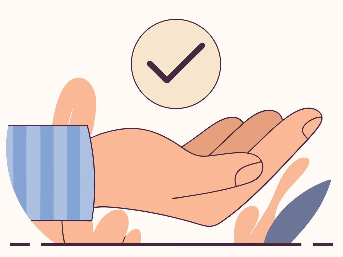 Hand Offering Checkmark Symbol of Approval and Support vector