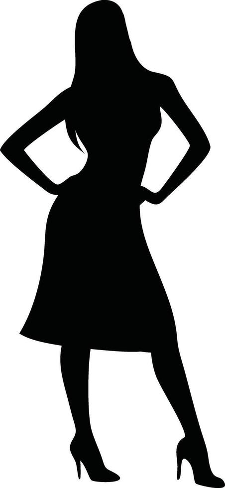 Elegant Woman Silhouette in Dress High Heels vector