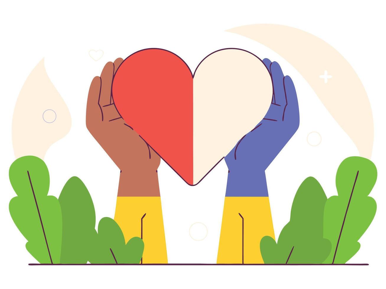 United Hands Holding a Shared Heart Symbol of Unity and Compassion vector