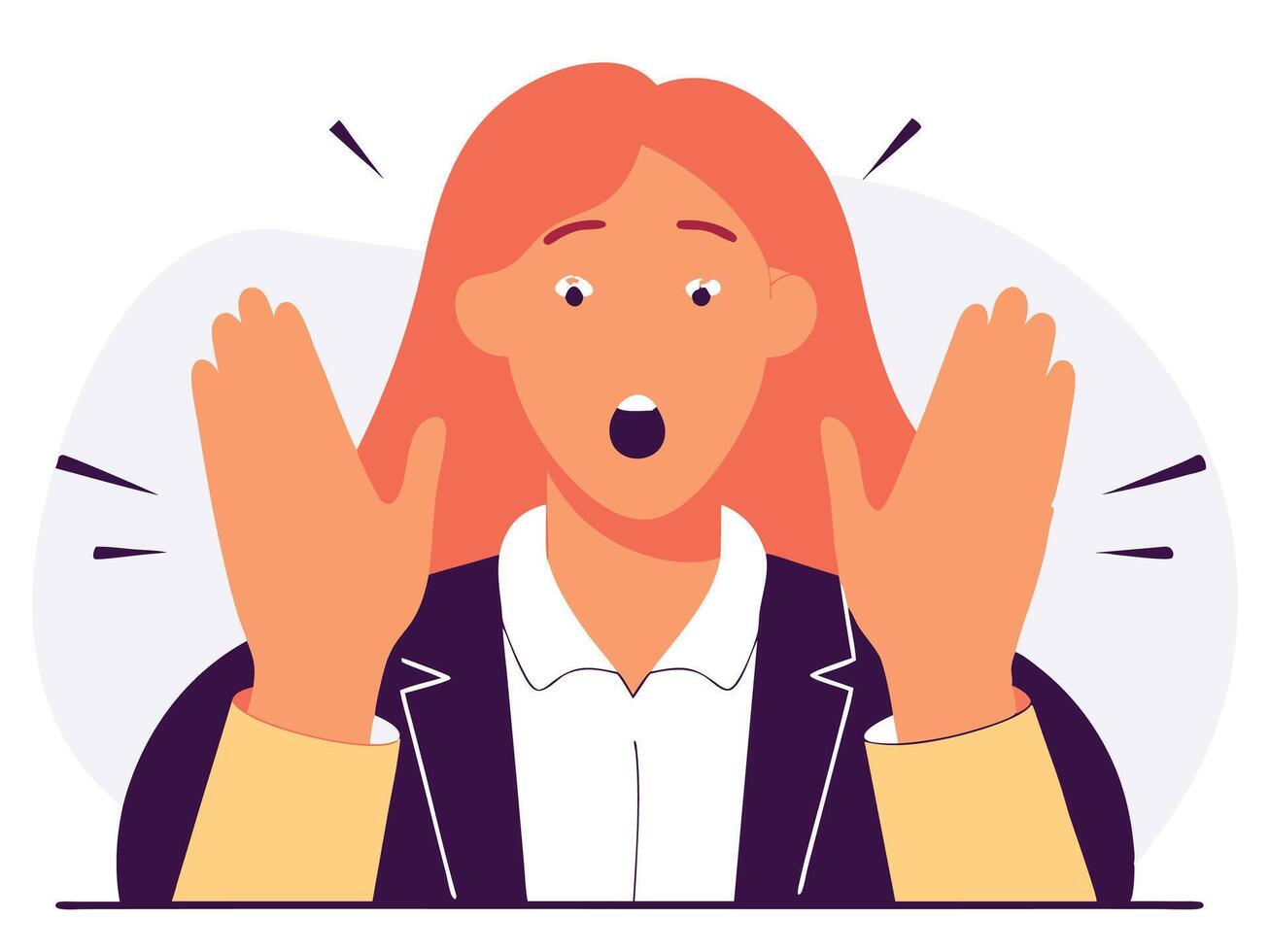 Surprised Woman in Business Suit Gasps in Shock vector