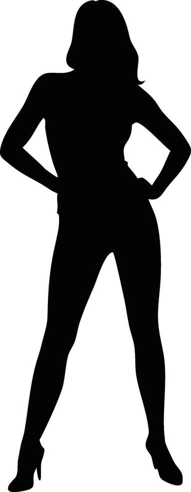 Confident Woman Silhouette Posing vector