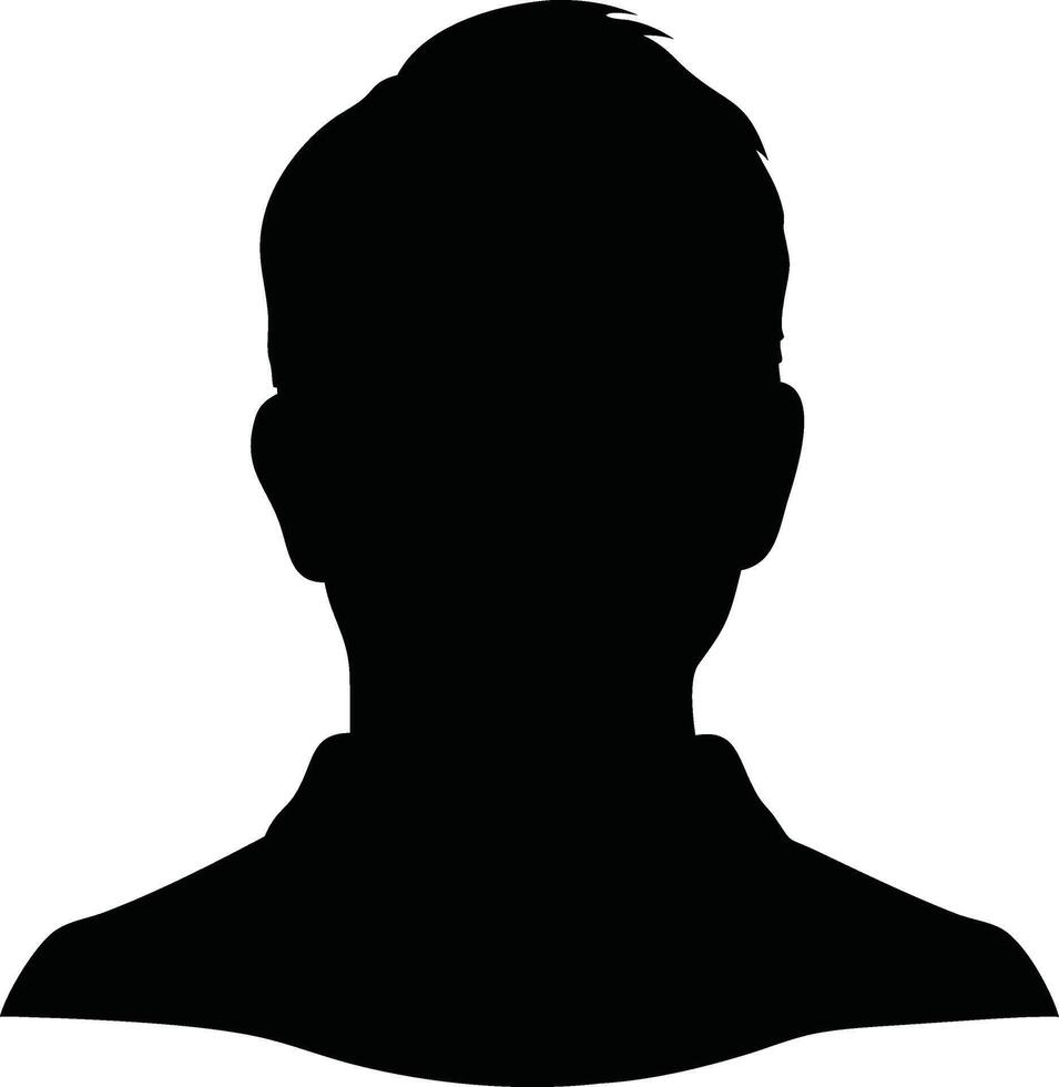 Silhouette of a male head and shoulders, perfect for profile pictures, avatars, and anonymous user icons in digital designs illustration vector