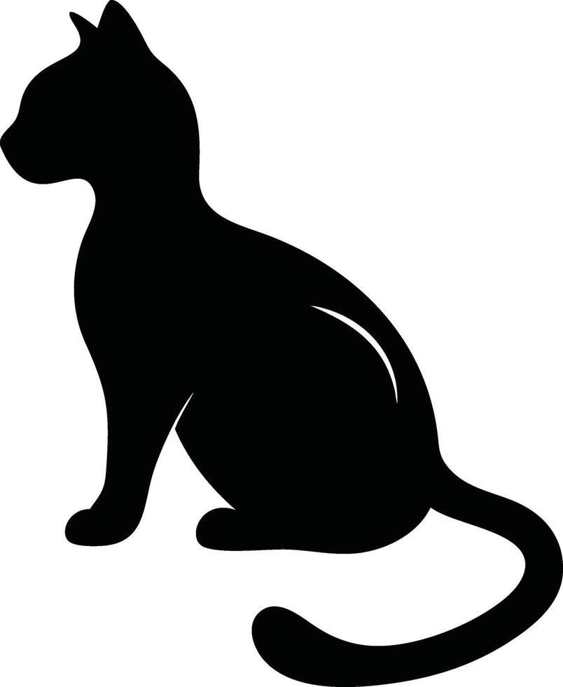 Elegant Black Cat Silhouette Sitting vector