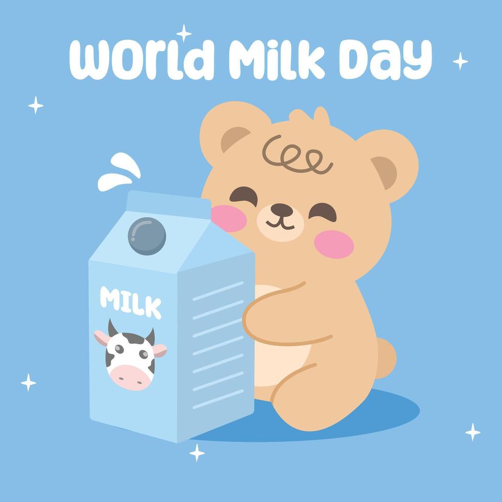 World milk day illustration for world milk day celebration. Suitable for flat design graphic illustration, background, template, social media, poster, flyer design, etc vector
