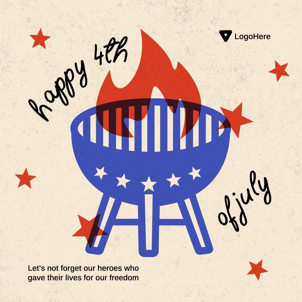 Happy 4th Of July for Instagram Post Template