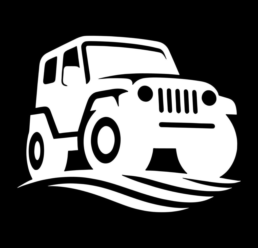 A white jeep on a black background vector