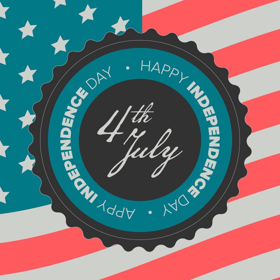 Fourth of July badge on American flag background for Independence Day celebration vector