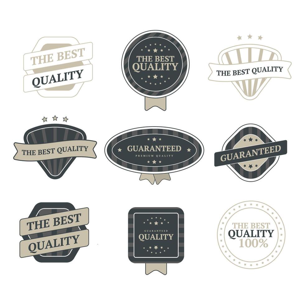 Set of vintage quality and guarantee badges in classic retro style vector