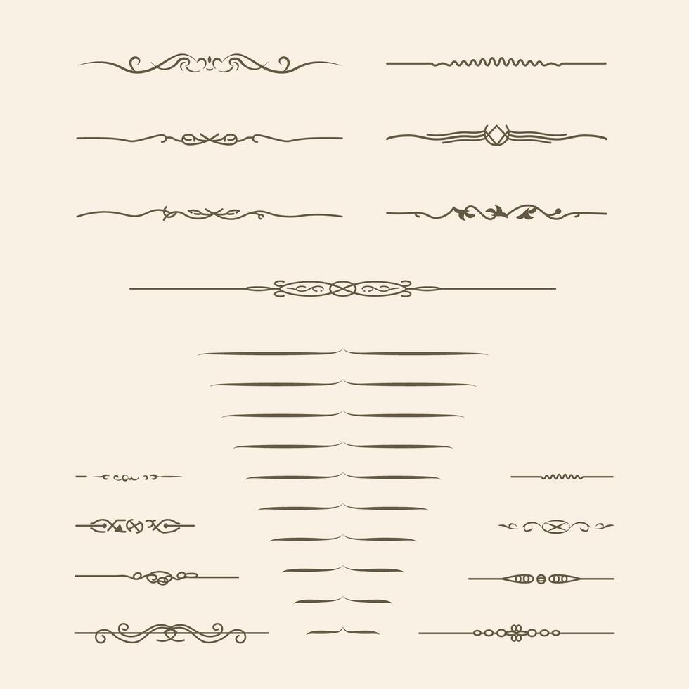 Set of elegant vintage dividers and decorative line elements vector