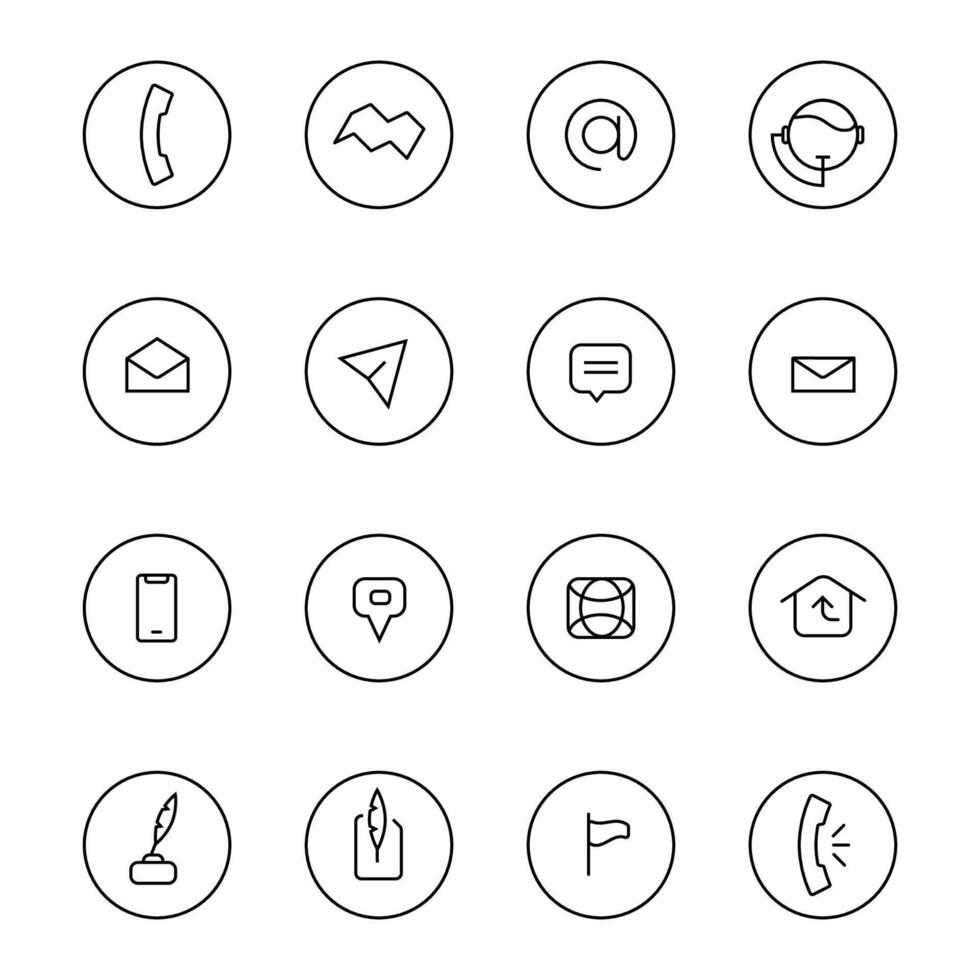 Contact outline icon set vector