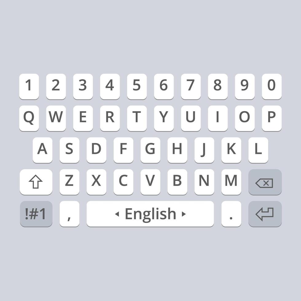 Mobile QWERTY keyboard layout with uppercase letters and number row vector