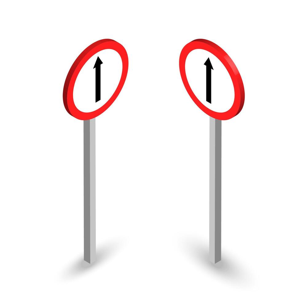 3D traffic signs indicating straight ahead only with upward arrow vector