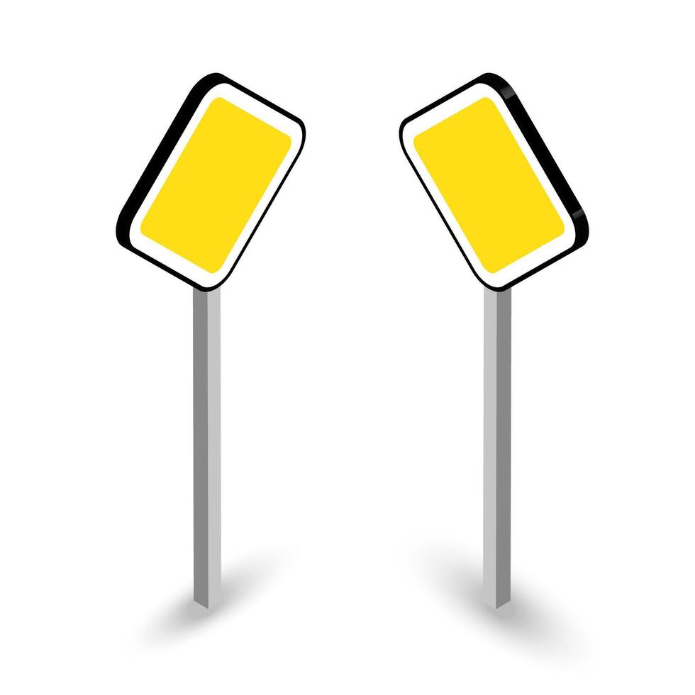 3D priority road traffic signs with yellow diamond shape and white border vector
