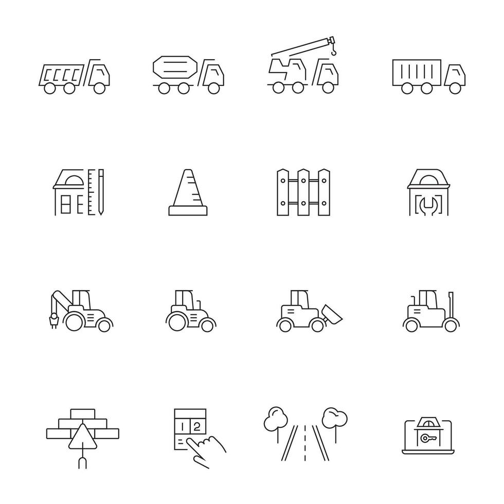 Construction and architecture outline icon set vector