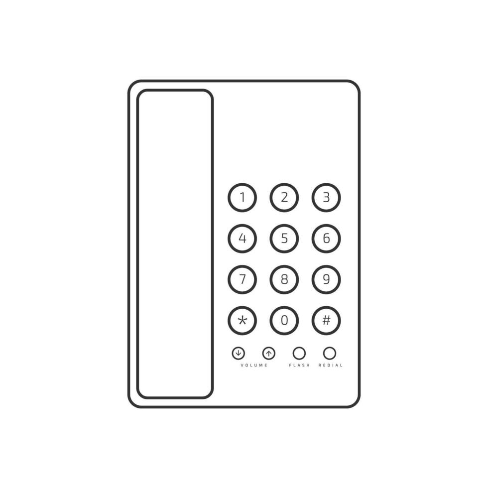 Line art illustration of a landline telephone with numeric keypad vector