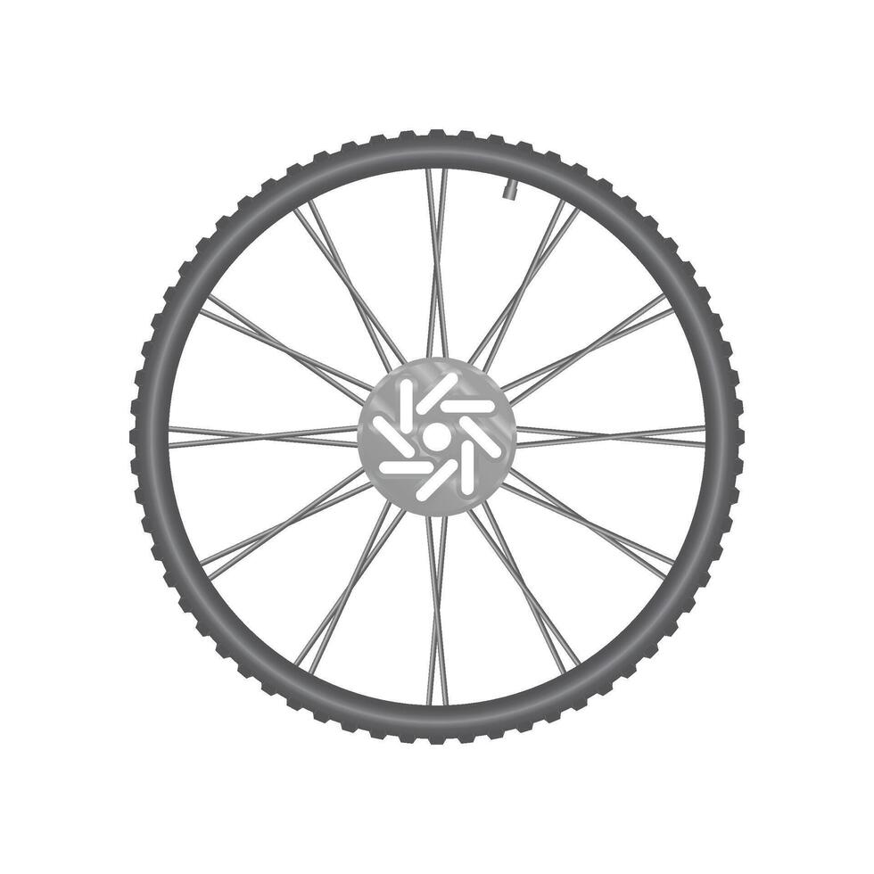Classic bicycle wheel with grey spokes and mountain tire vector