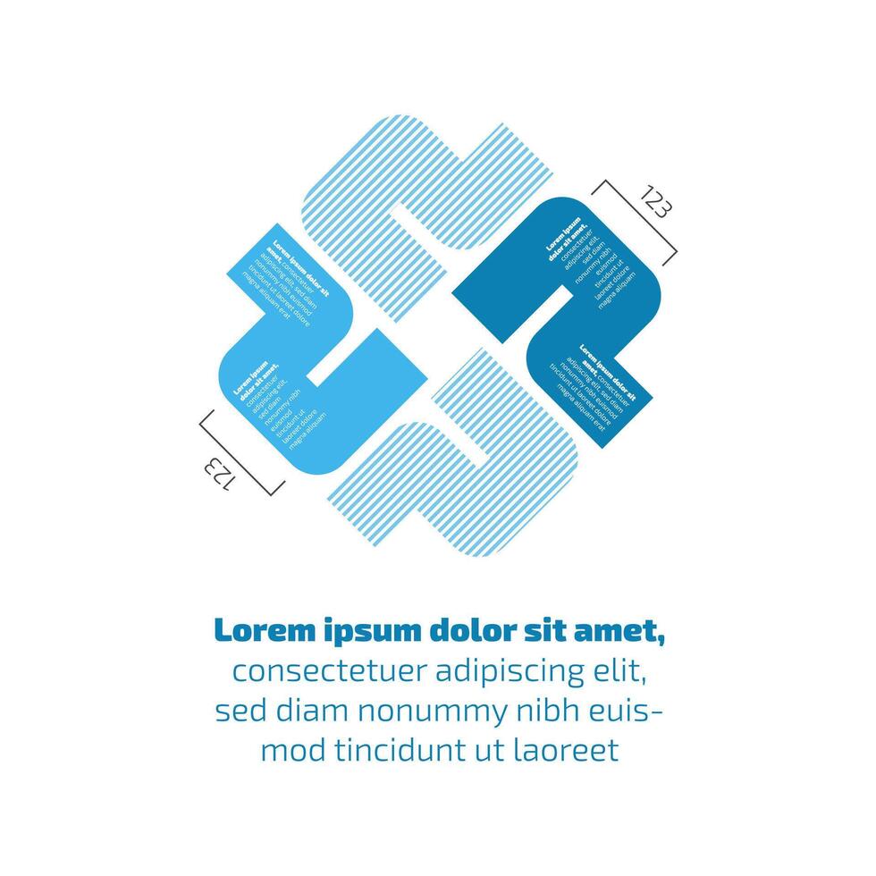 Abstract geometric infographic with four arrows and placeholder text vector