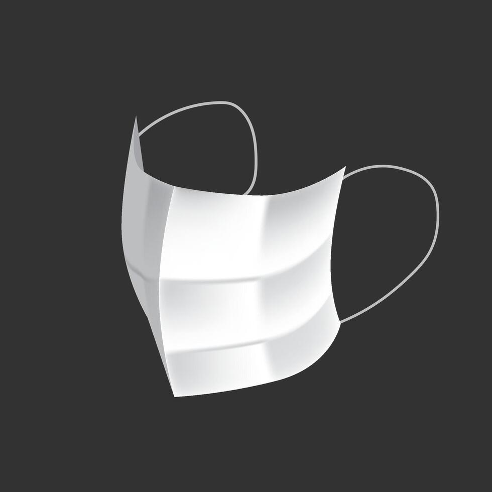 Realistic white medical face mask on dark background vector