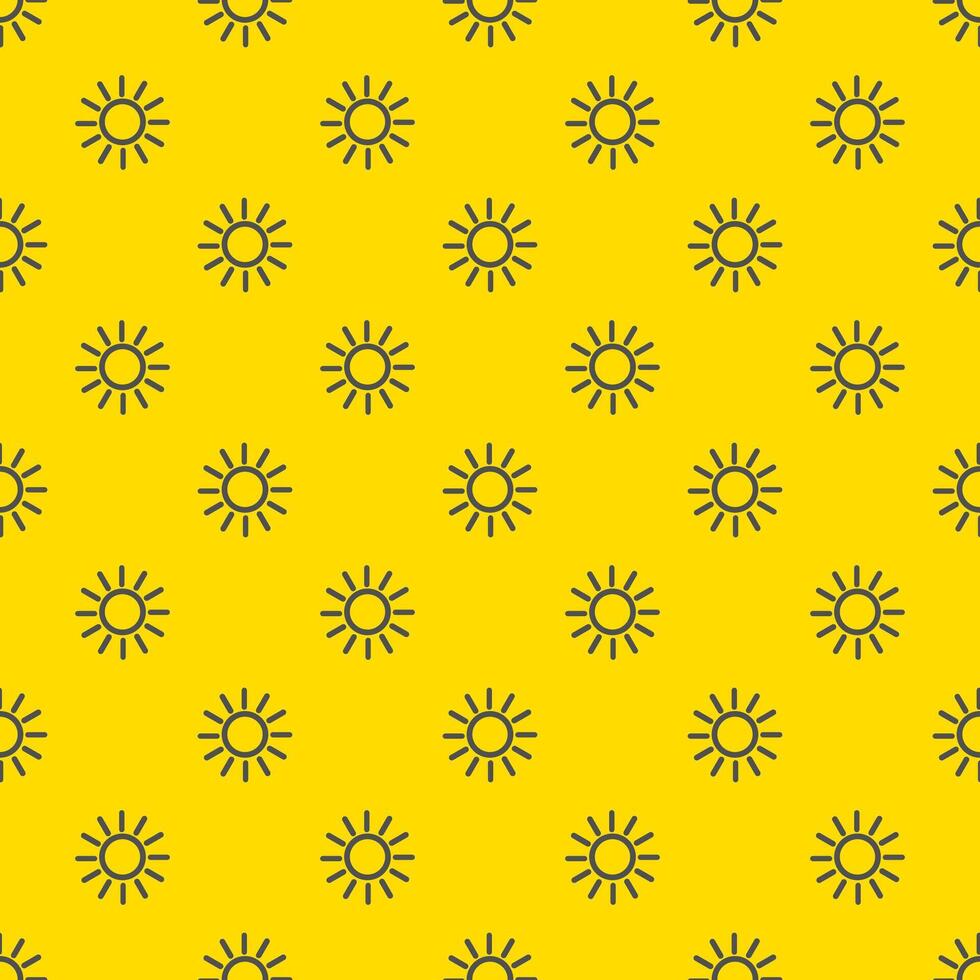 Seamless sun pattern on bright yellow background vector