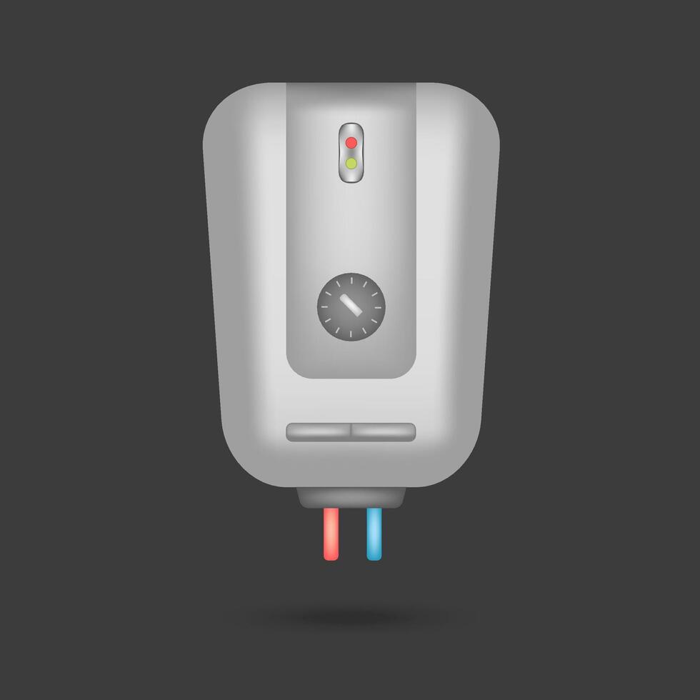 Realistic electric water heater on dark background vector