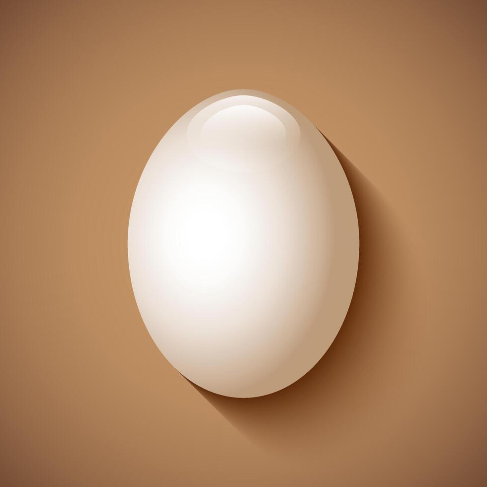 White Easter egg realistic illustration on brown background vector