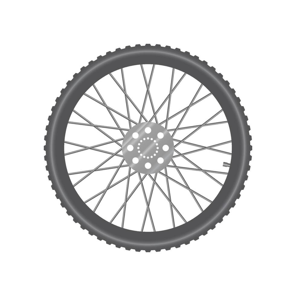 Mountain bike wheel with realistic tire and spoke details vector