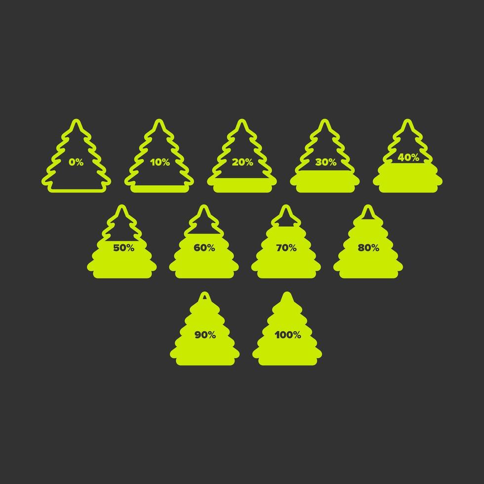 Christmas tree discount tags with percentage numbers vector