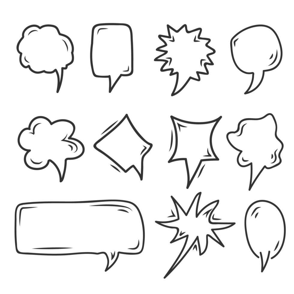 Hand-drawn speech bubble and comic thought balloon set vector