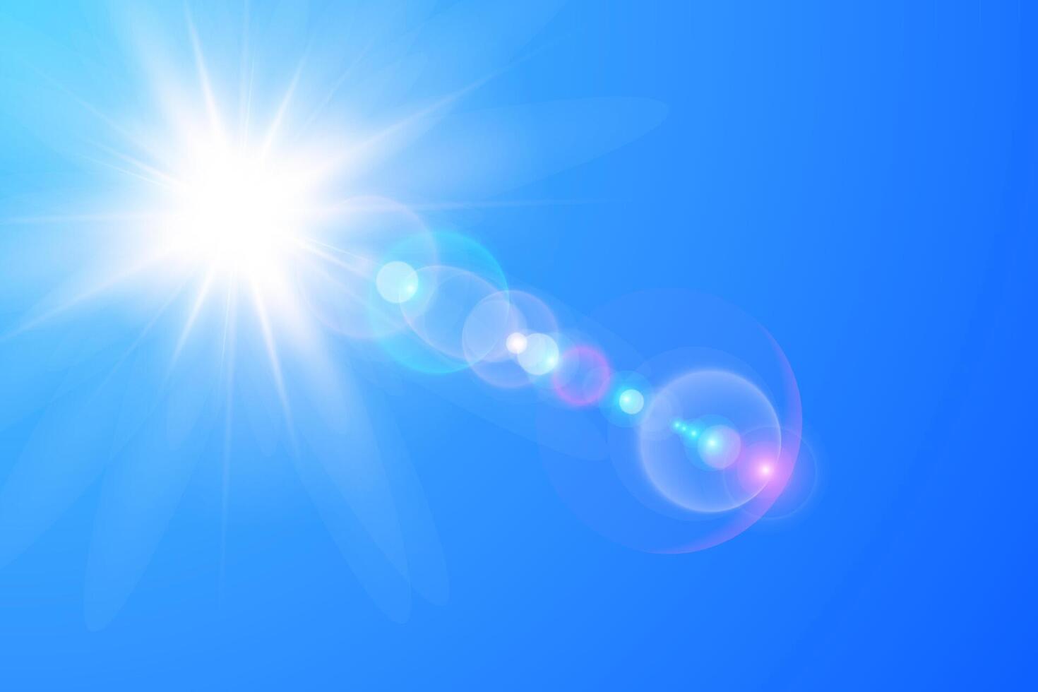 Sun shining on blue sky background vector