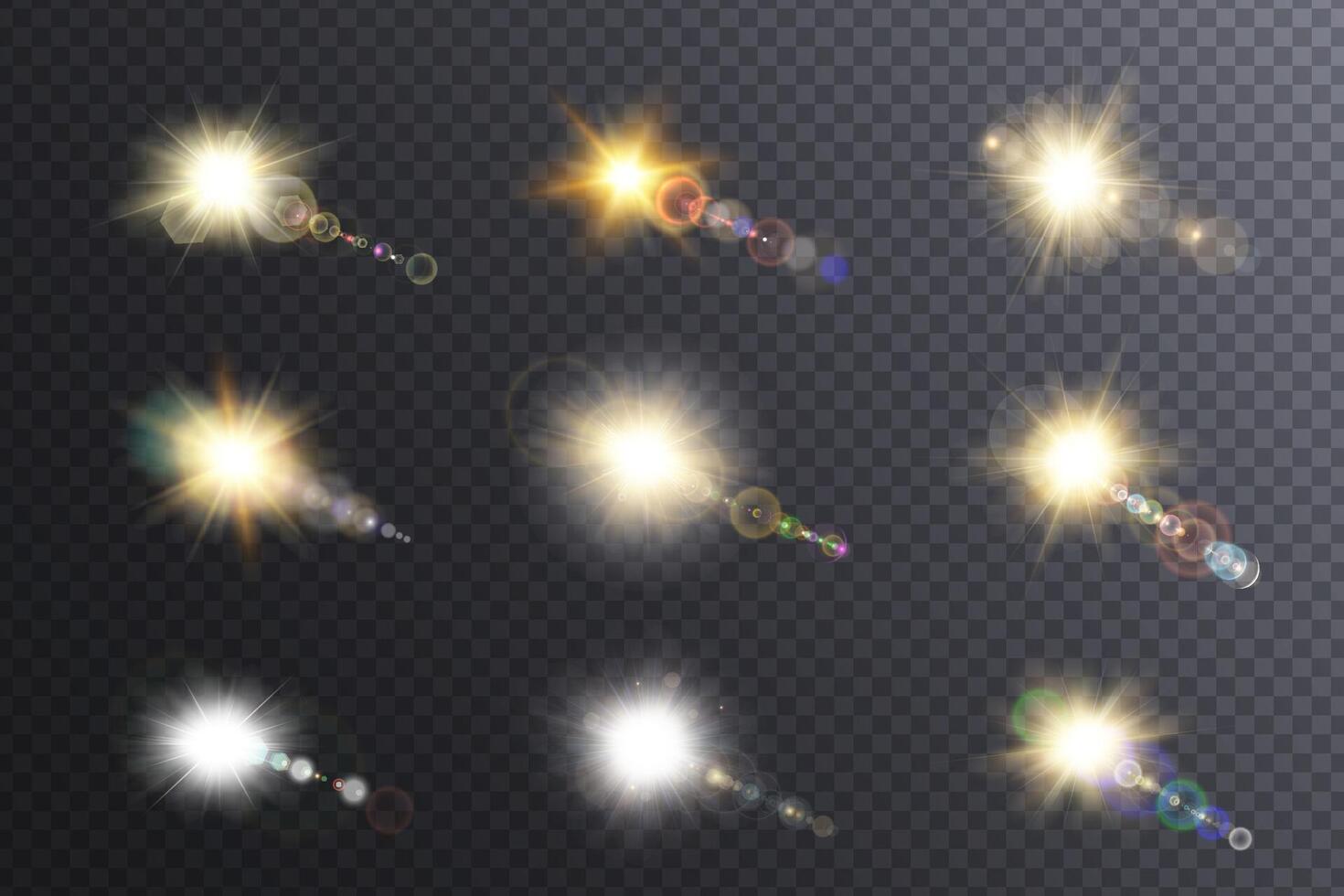 A set of different sunlight effects vector
