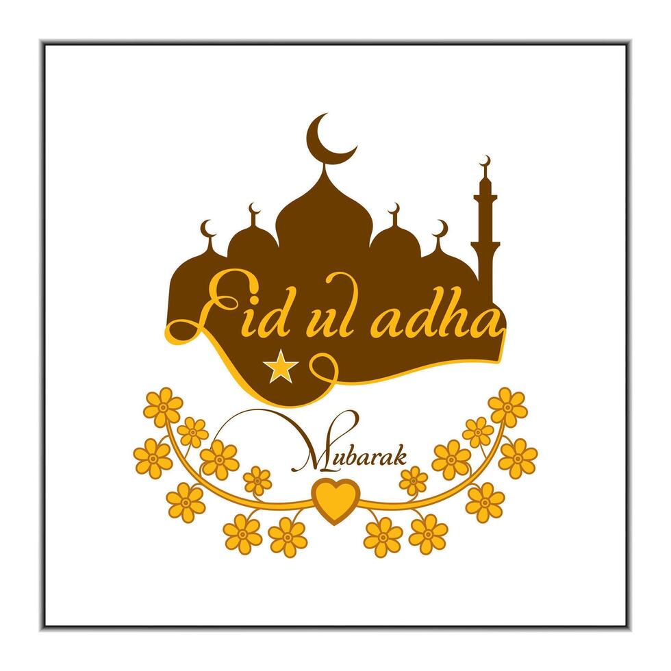 Eid Mubarak wishes through Edul Adha background. Celebrate Adha Mubarak and Eid Al Adha by sharing joyful posts on social media timeline. Eid Mubarak Islamic social media post design vector