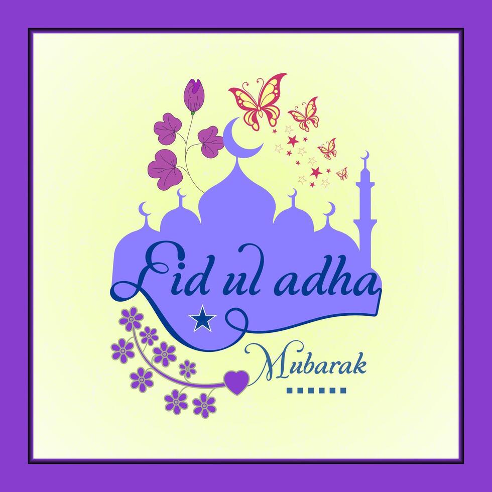 Eid Mubarak and Eid ul Adha holy Islamic social media post design. Adha Mubarak background brings Eid Al Adha spirit to life in your social media greetings and messages. vector