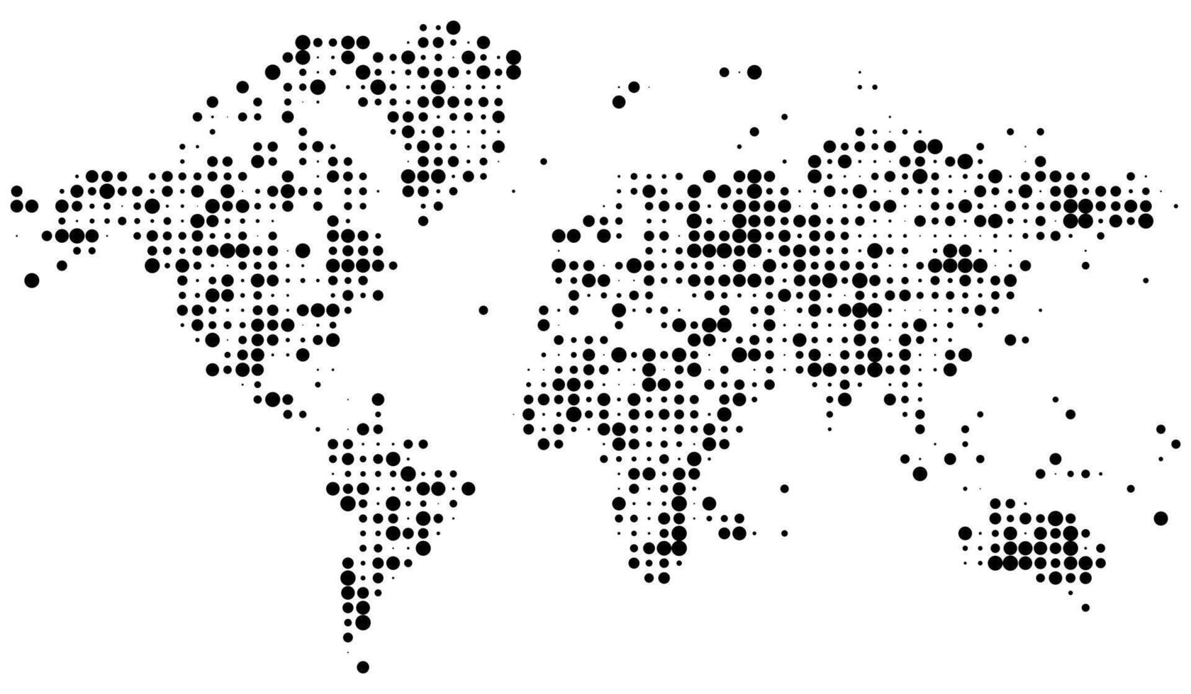 Dotted world map. This detailed dotted world map highlights the earths layout in a clean, abstract form. Great for presentations, data visuals, or educational use. Geographical dotted map in clipart vector