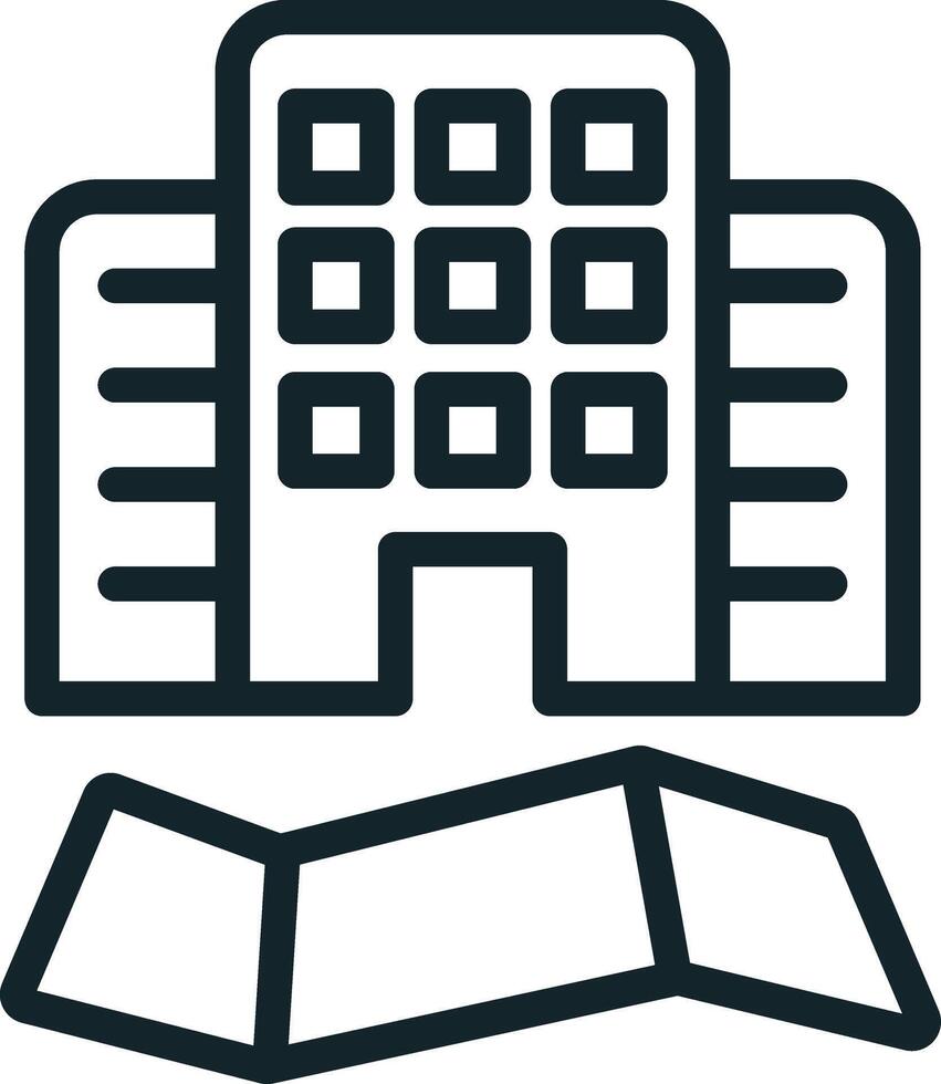 Modern cityscape with skyscraper standing on map representing smart city concept vector