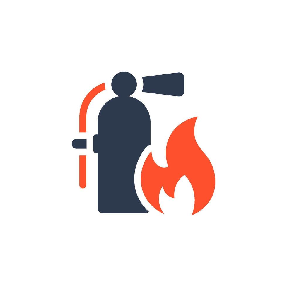This icon represents fire safety in the workplace, highlighting the importance of having a fire extinguisher available for emergencies vector