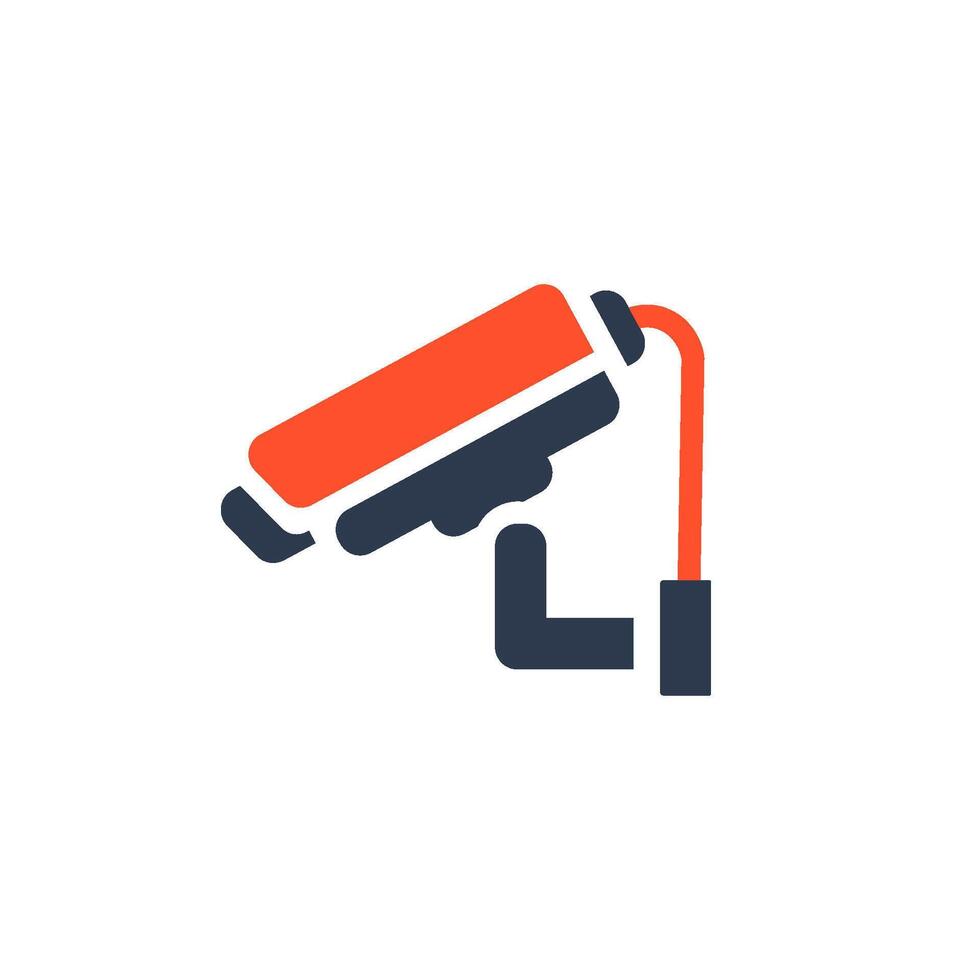 A stylized icon that vividly represents work safety featuring a surveillance camera, which is essential for ensuring secure and safe environments in various workplaces and protecting employees vector