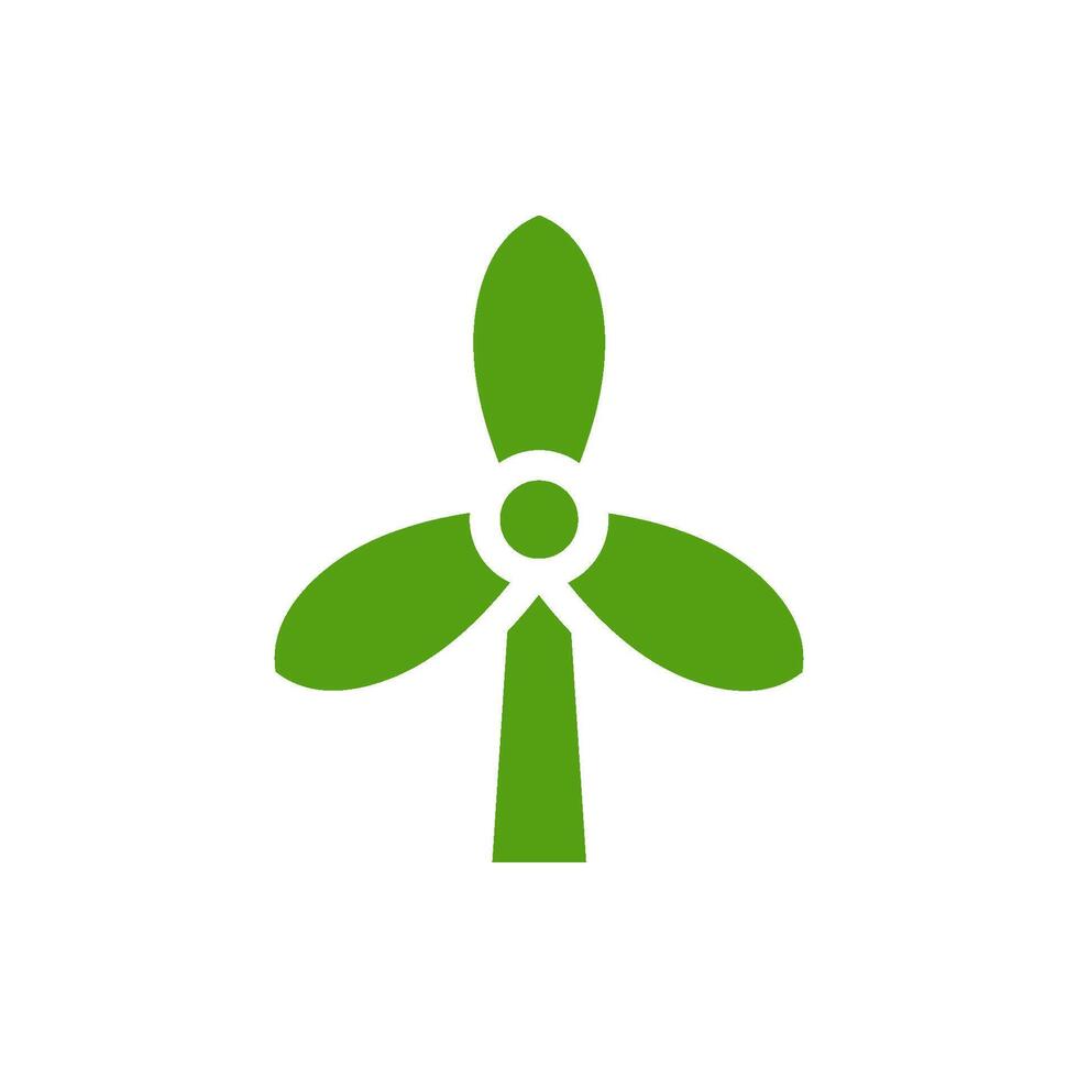 This green ecology icon symbolizes sustainable energy and promotes environmental awareness through its wind turbine design, reflecting commitment to planet protection and renewable practices vector