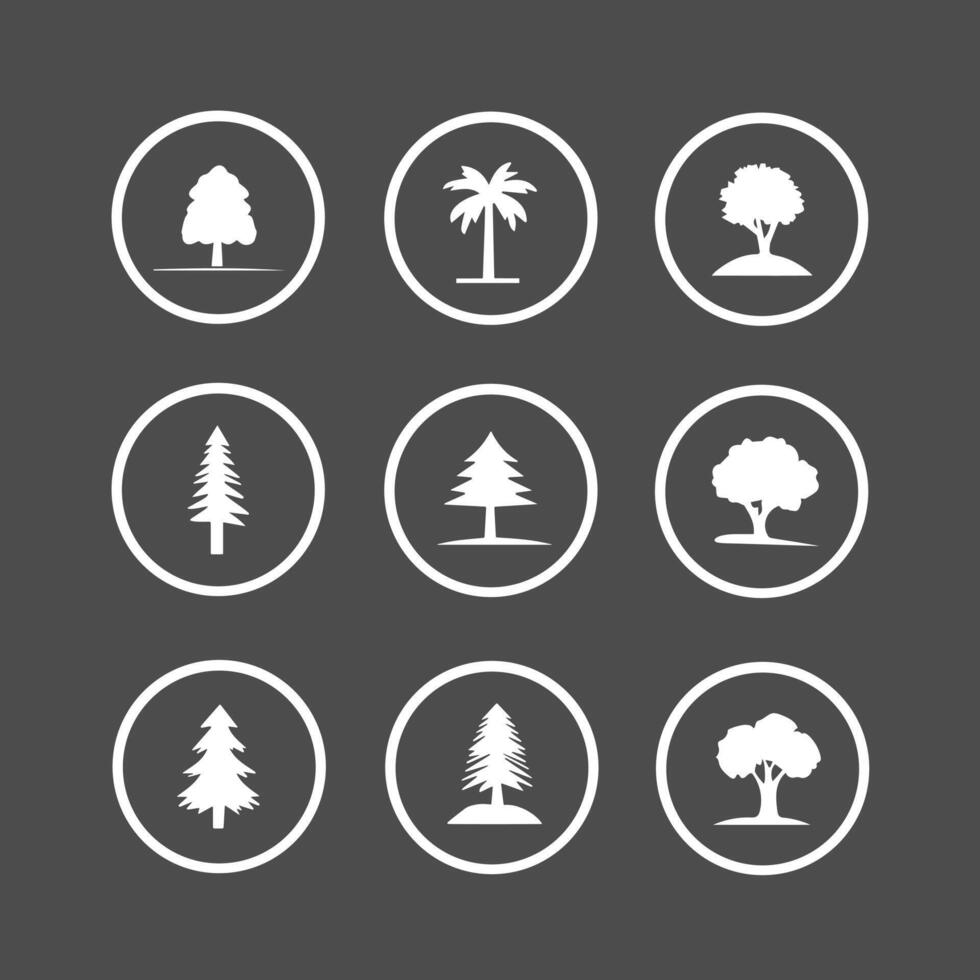 A set of Large Tree Icons in Forest, Ideal for Eco, Nature, and Outdoor vector
