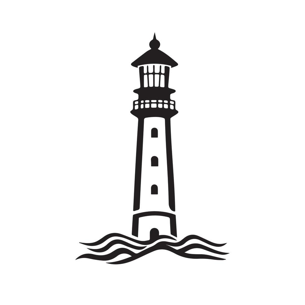 A Tall Lighthouse Icon that is Clean, Flat, Detailed vector