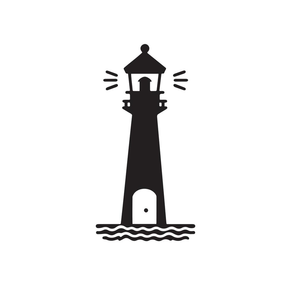 Tall Lighthouse Icon for Travel, Ocean Projects vector