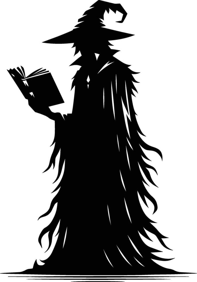 Witch reading book vector