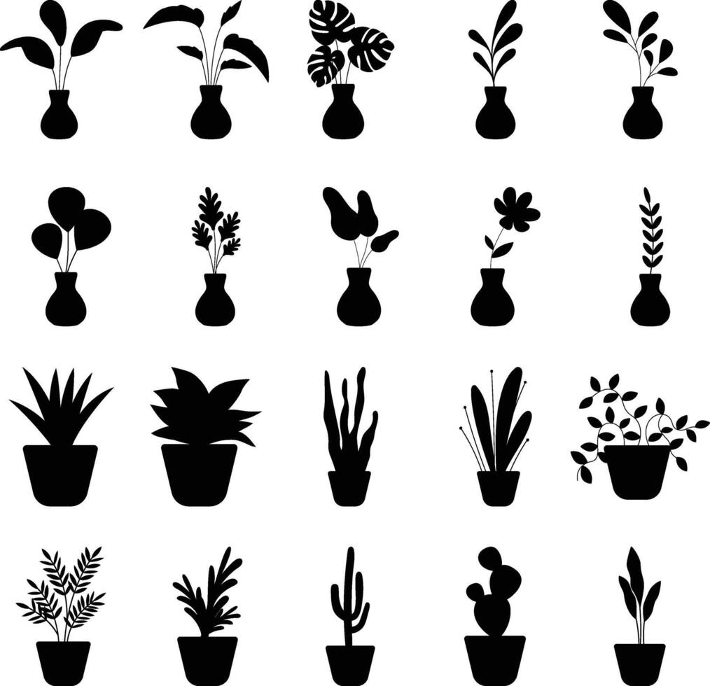 ouse Plants Fill Icon Set vector