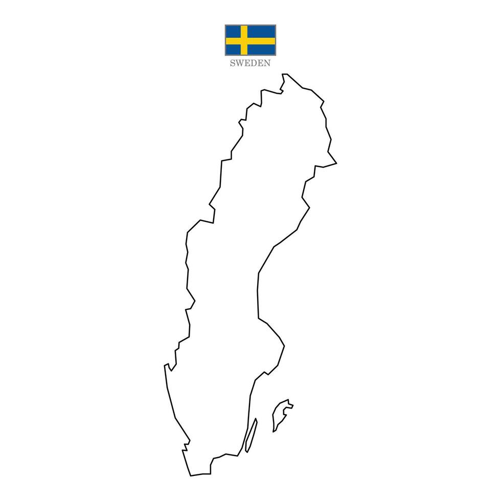 Sweden map outline. Sweden map isolated on white background. Illustration with national flag vector