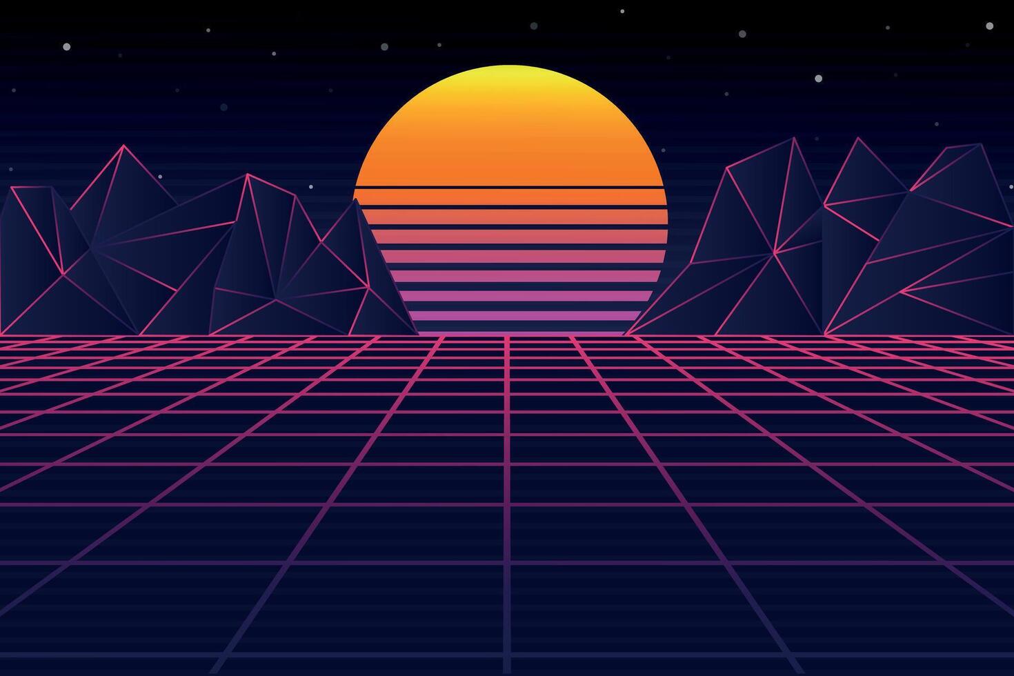 Retro futuristic 80s background. Illustration in modern trendy style, perfect for banners, posters, album covers, and digital designs. vector
