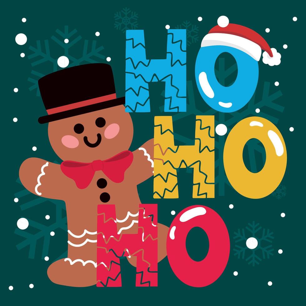 Gingerbread with Ho Ho letters. vector