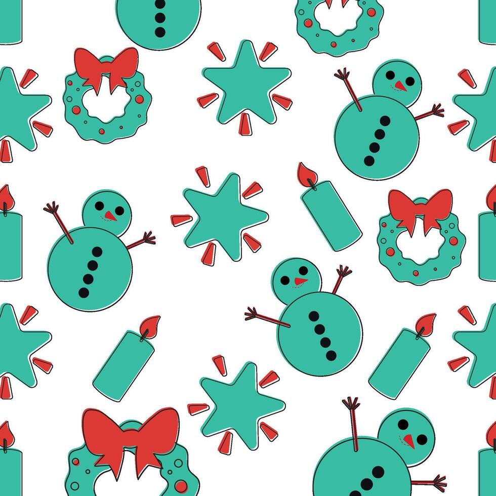 Snowmen stars candles layout. vector