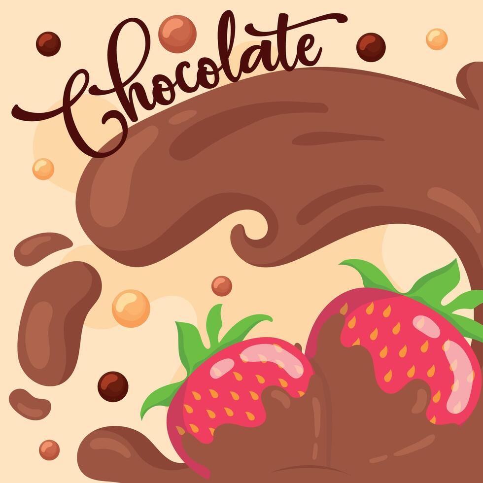 Strawberries in chocolate. vector