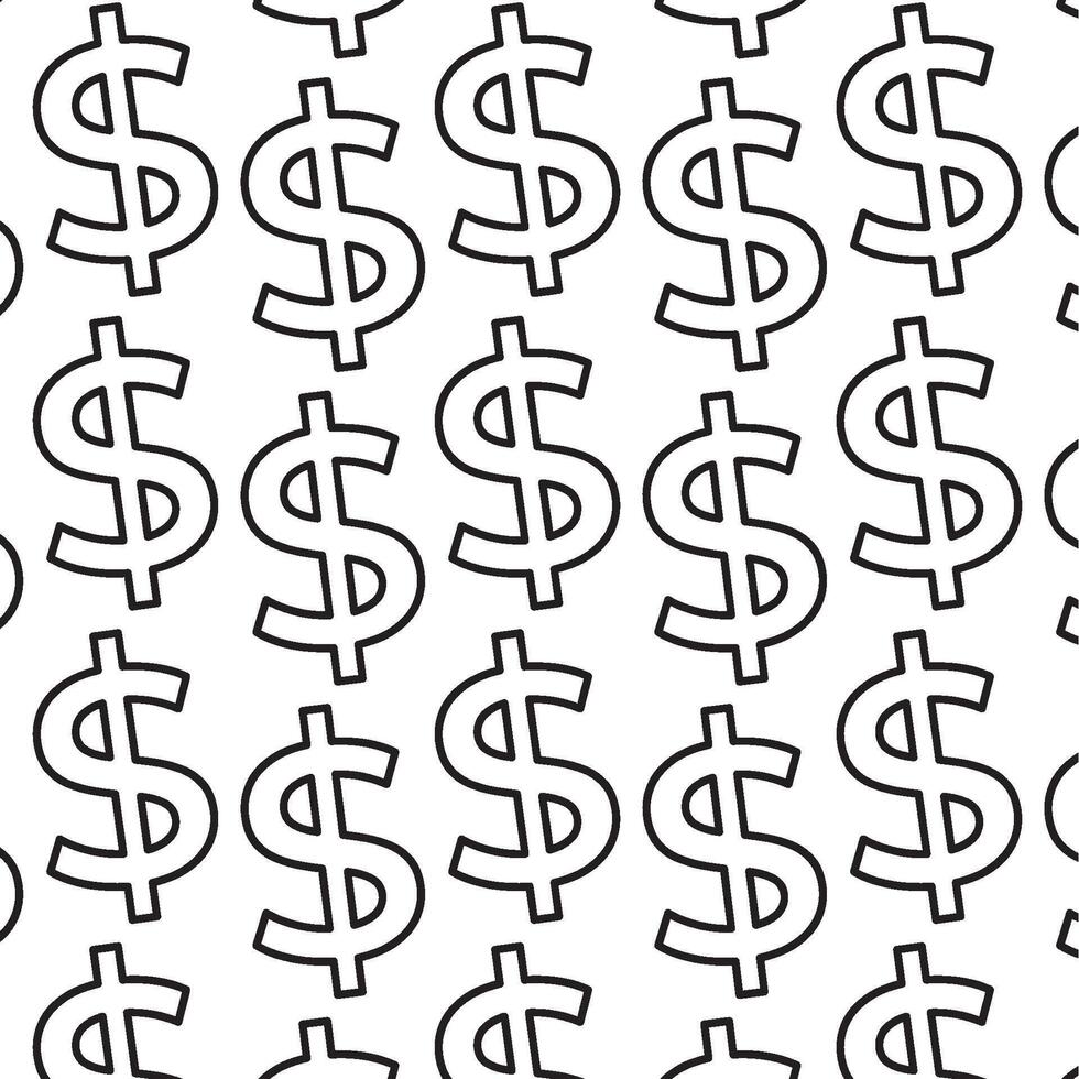 Dollar sign repeat outline. vector